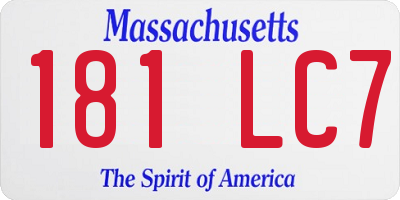 MA license plate 181LC7