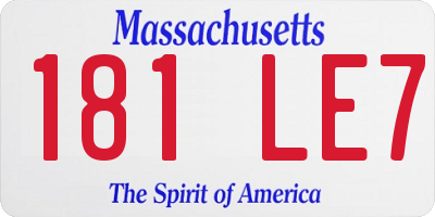 MA license plate 181LE7