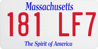 MA license plate 181LF7