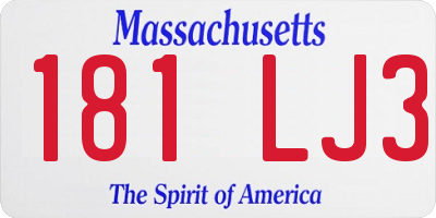MA license plate 181LJ3