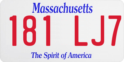 MA license plate 181LJ7