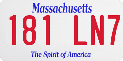 MA license plate 181LN7