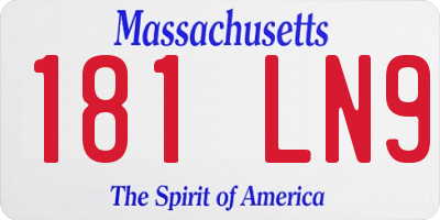MA license plate 181LN9