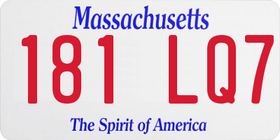 MA license plate 181LQ7