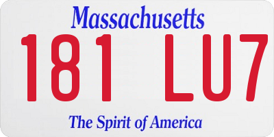 MA license plate 181LU7