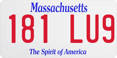 MA license plate 181LU9