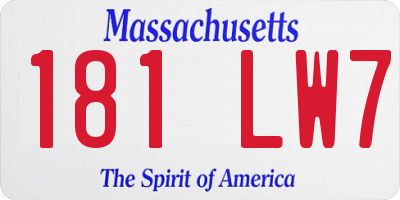 MA license plate 181LW7