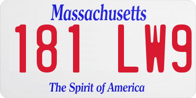 MA license plate 181LW9