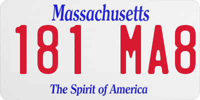 MA license plate 181MA8