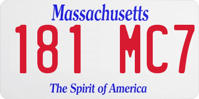 MA license plate 181MC7
