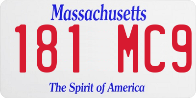 MA license plate 181MC9