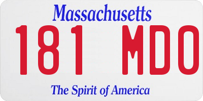 MA license plate 181MD0