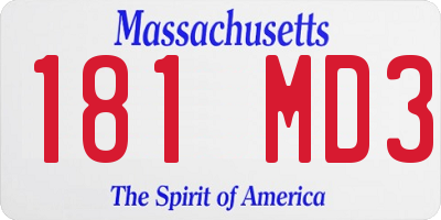 MA license plate 181MD3