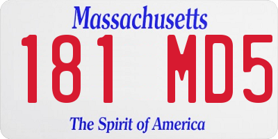 MA license plate 181MD5