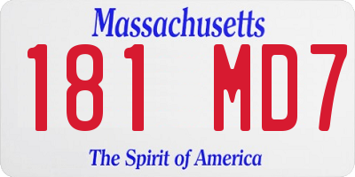MA license plate 181MD7
