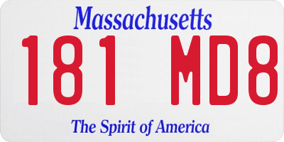 MA license plate 181MD8