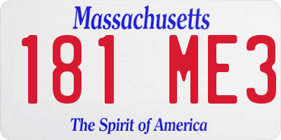 MA license plate 181ME3