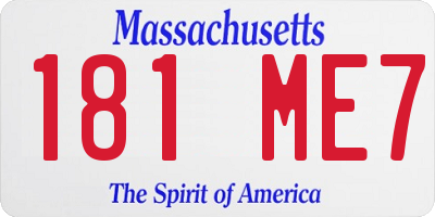 MA license plate 181ME7