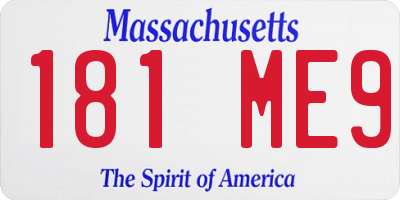 MA license plate 181ME9