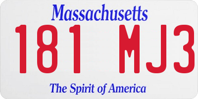 MA license plate 181MJ3