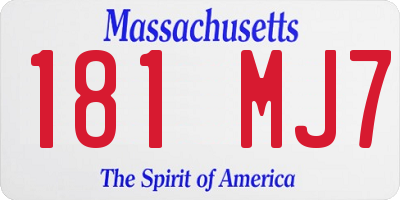 MA license plate 181MJ7