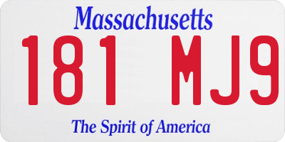 MA license plate 181MJ9