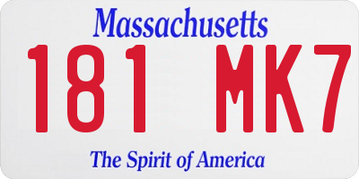 MA license plate 181MK7