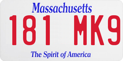 MA license plate 181MK9