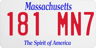 MA license plate 181MN7