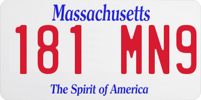 MA license plate 181MN9
