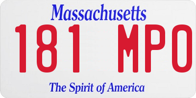 MA license plate 181MP0