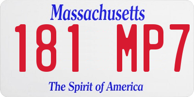 MA license plate 181MP7