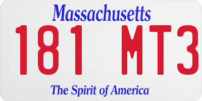 MA license plate 181MT3