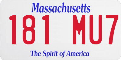 MA license plate 181MU7