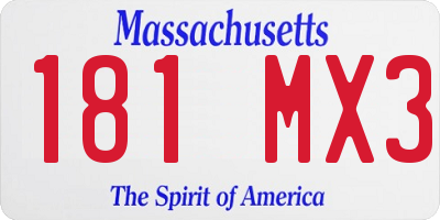 MA license plate 181MX3