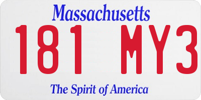 MA license plate 181MY3