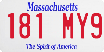 MA license plate 181MY9