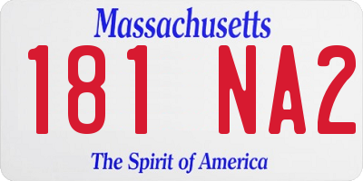 MA license plate 181NA2