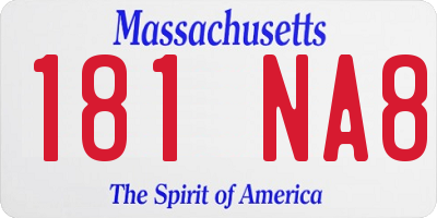 MA license plate 181NA8