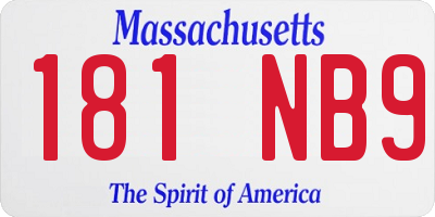 MA license plate 181NB9