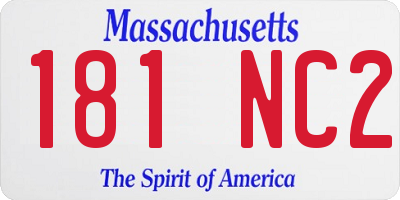 MA license plate 181NC2