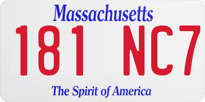 MA license plate 181NC7