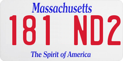 MA license plate 181ND2