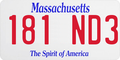 MA license plate 181ND3