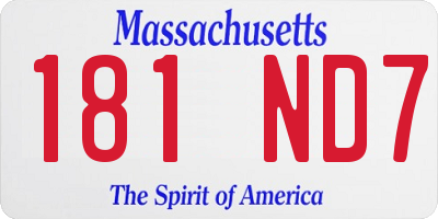 MA license plate 181ND7