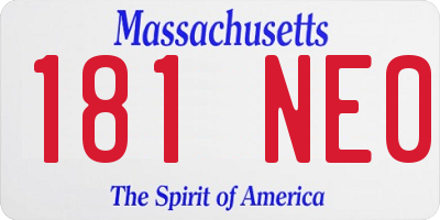 MA license plate 181NE0
