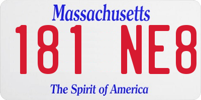 MA license plate 181NE8