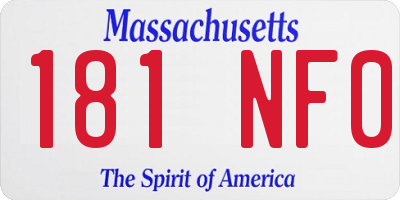 MA license plate 181NF0