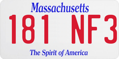 MA license plate 181NF3