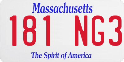 MA license plate 181NG3